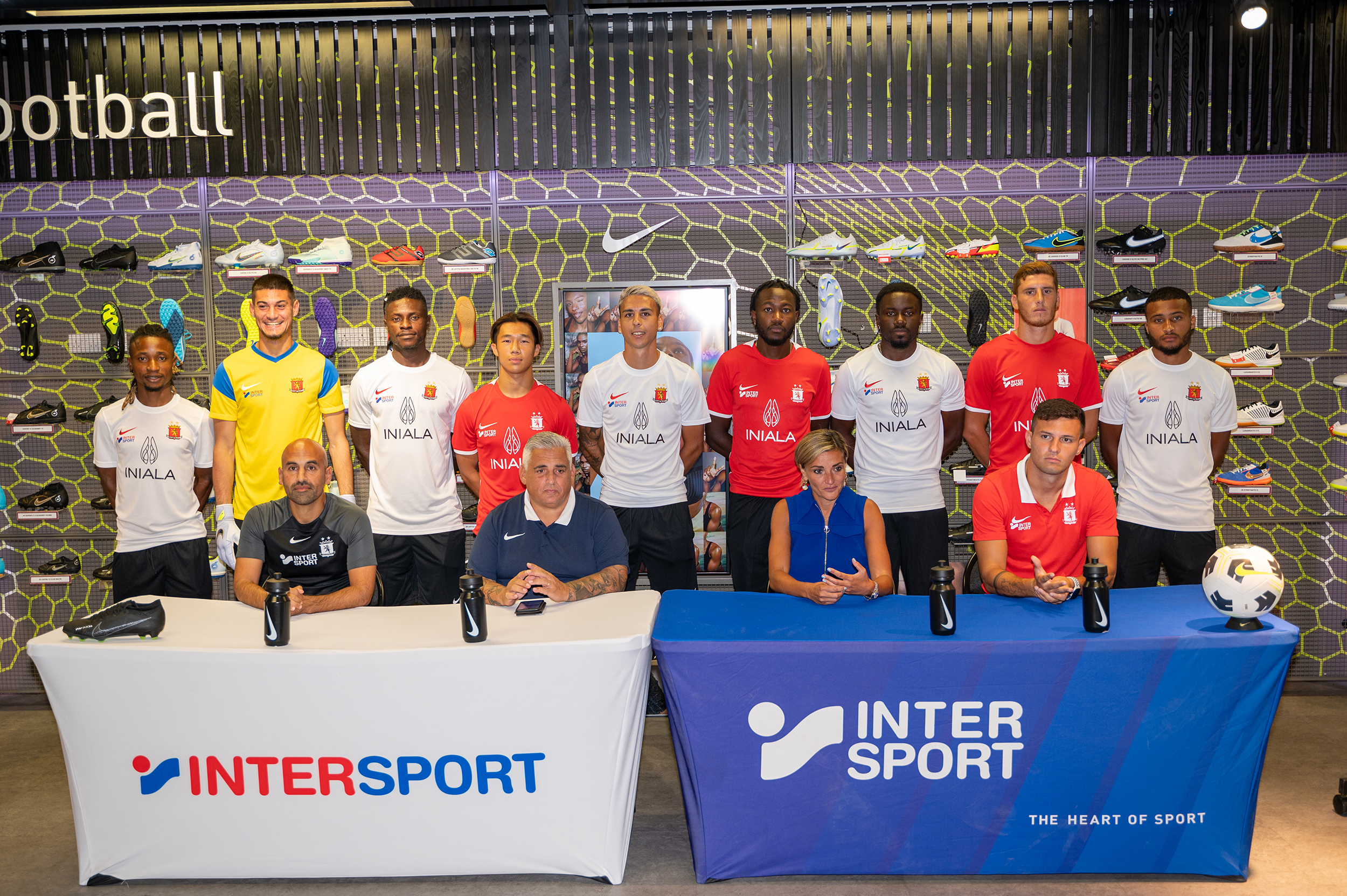Valletta F.C. team members with Hudson Malta Country Manager Ritianne Grech at the Intersport Qormi store